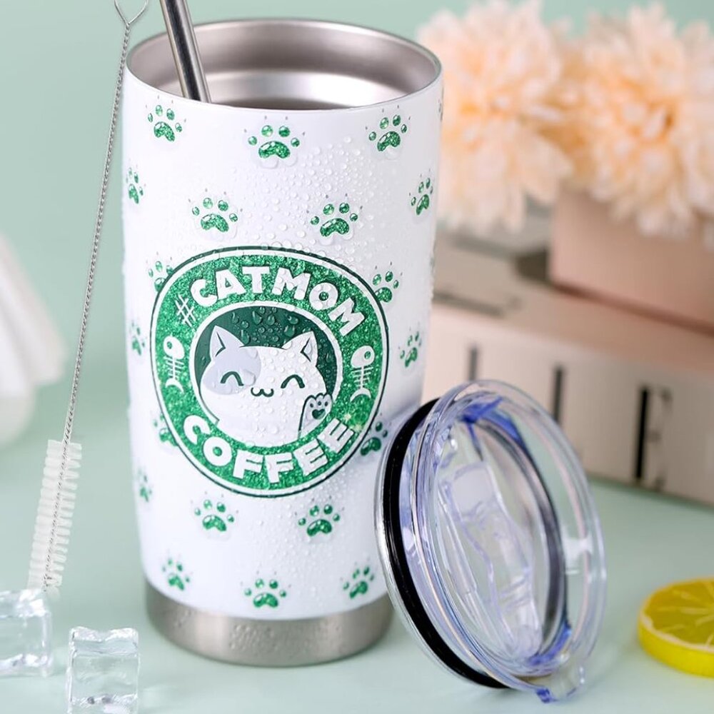 Tumbler Cup - Canvas Tote Bag Gift Set - Cat Mom - Mental Health - I'm Fine - Picture 8 of 9